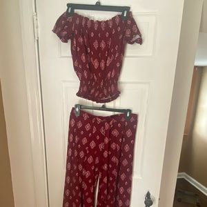 2 Piece Set! Crop Top and flowy pants with slit